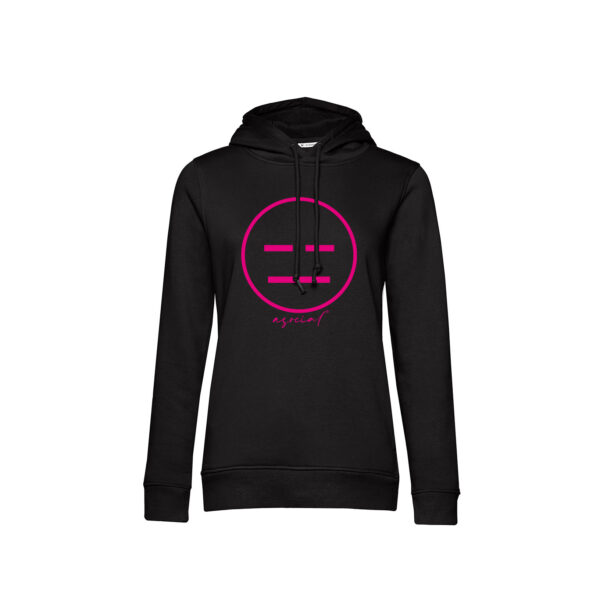 Felpa Donna Con Cappuccio "Asocial Classic" - Colore: Black - Front - Logo Magenta