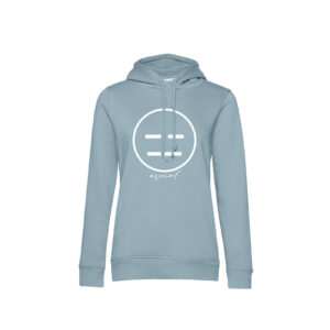 Felpa Donna Con Cappuccio"Asocial Classic" - Colore: Blue Fog - Front - Logo White