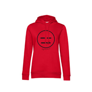 Felpa Donna con Cappuccio "Asocial Classic" - Colore: Red - Front - Logo Black