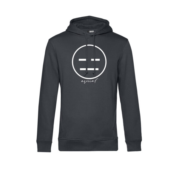 Felpa Uomo con Cappuccio "Asocial Classic" - Colore: Asphalt - Front - Logo White