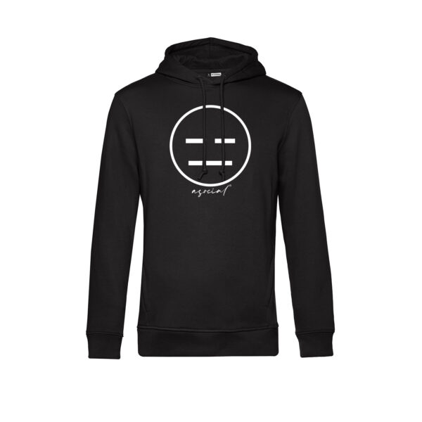 Felpa Uomo con Cappuccio "Asocial Classic" - Colore: Black - Front - Logo White