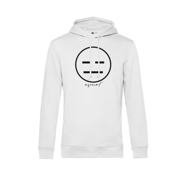 Felpa Uomo con Cappuccio "Asocial Classic" - Colore: Pure White - Front - Logo Black