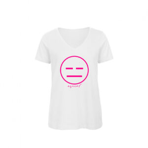 T-Shirt Donna "Asocial Classic" - Collo a V - Colore: White - Front - Logo Magenta