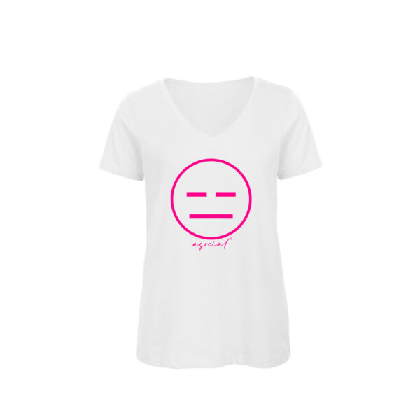 T-Shirt Donna "Asocial Classic" - Collo a V - Colore: White - Front - Logo Magenta