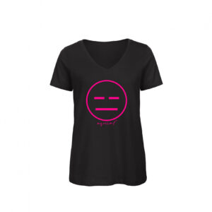 T-Shirt Donna "Asocial Classic" - Collo a V - Colore: Black - Front - Logo Magenta