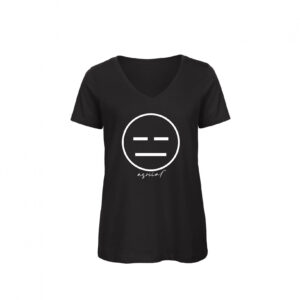 T-Shirt Donna "Asocial Classic" - Collo a V - Colore: Black - Front - Logo White