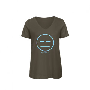 T-Shirt Donna "Asocial Classic" - Collo a V - Colore: Khaki - Front - Logo Cian