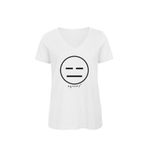 T-Shirt Donna "Asocial Classic" - Collo a V - Colore: White - Front - Logo Black