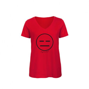 T-Shirt Donna "Asocial Classic" - Collo a V - Colore: Red - Front - Logo Black