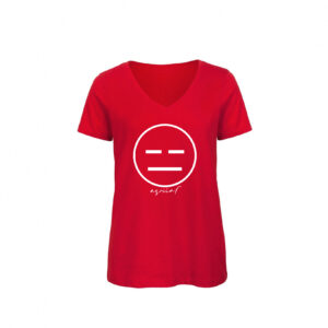 T-Shirt Donna "Asocial Classic" - Collo a V - Colore: Red - Front - Logo White
