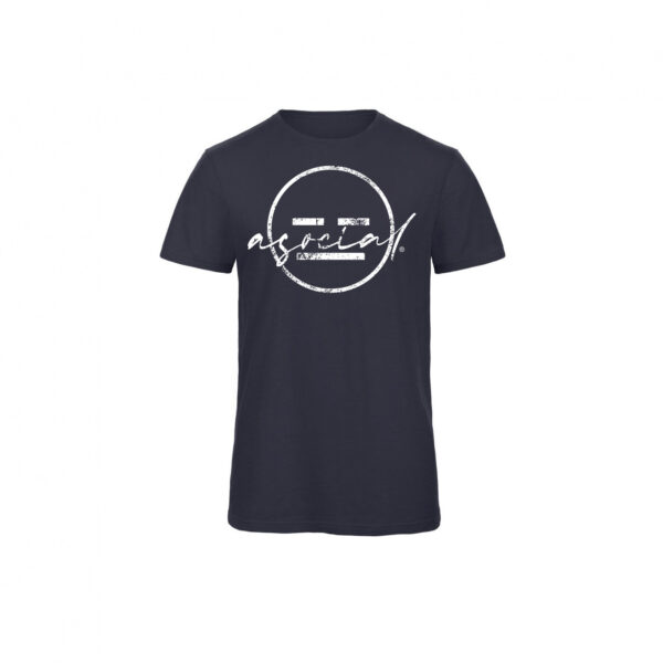 T-Shirt Uomo "Asocial Proud" - Colore: Blue Navy - Front - Logo White