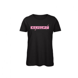 T-Shirt Donna "Asocial Classic Life Style" - Collo a T - Colore: Chic Black - Front - Logo Pink