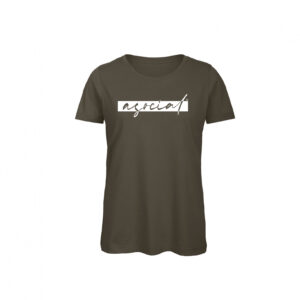 T-Shirt Donna "Asocial Classic Life Style" - Collo a T - Colore: Khaki - Front - Logo White