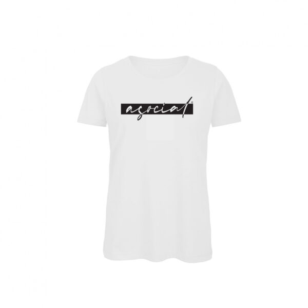 T-Shirt Donna "Asocial Classic Life Style" - Collo a T - Colore: Pure White - Front - Logo Black