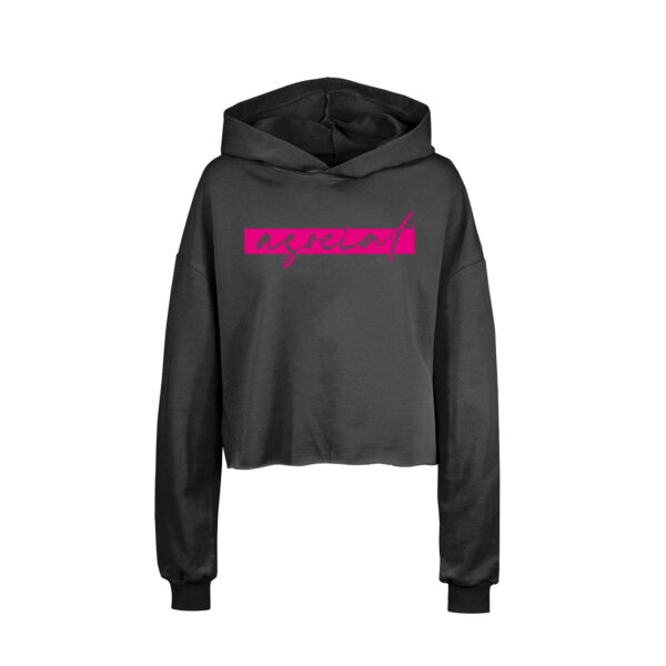 Felpa corta "Asocial Life Style"con Cappuccio Estiva con bordo taglio vivo - Nera - logo Magenta