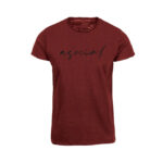 T-Shirt Uomo "Asocial was Born" Fiammata con collo e maniche a taglio vivo effetto vintage colore Bordeaux - logo Nero