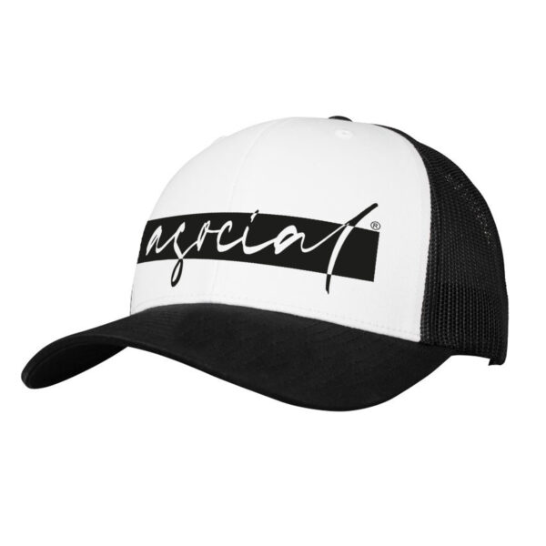 Cappello Retro Trucker "Asocial Life Style" - Bicolore - Nero/Bianco - logo Black