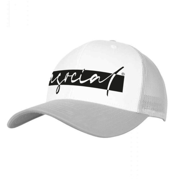 Cappello Retro Trucker "Asocial Life Style" - Bicolore - Silver/Bianco - logo Black