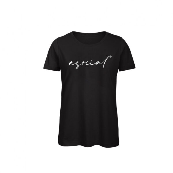 Asocial Qr Code T-shirt - Donna - con messaggio personalizzabile: colore Nero - Fronte